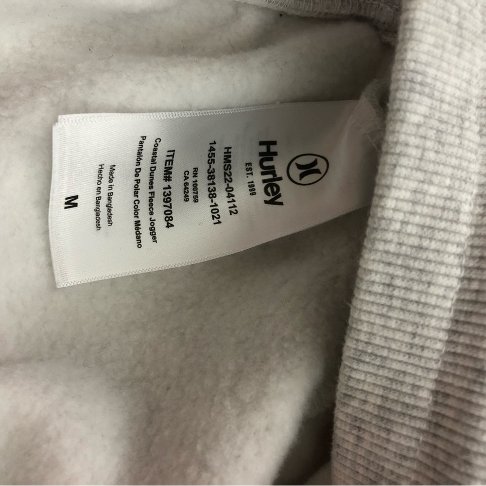 Hurley Men’s Midweight Gray Fleece Joggers - Picture 4 of 13